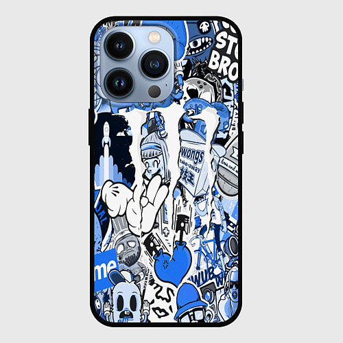 Чехол iPhone 13 Pro Monster energy sticker blue / 3D-Черный – фото 1