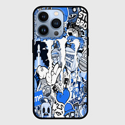 Чехол для iPhone 13 Pro Monster energy sticker blue, цвет: 3D-черный