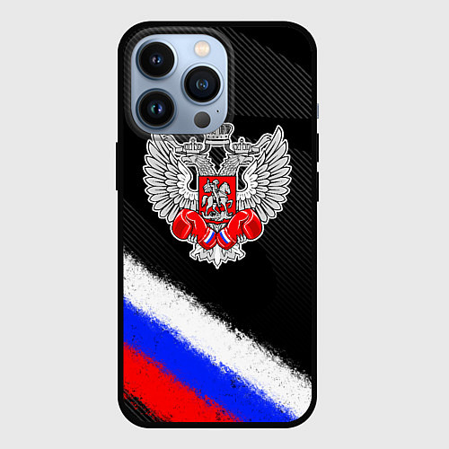 Чехол iPhone 13 Pro Федерация бокса - триколор / 3D-Черный – фото 1