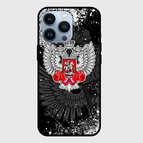 Чехол iPhone 13 Pro Федерация бокса России - брызги / 3D-Черный – фото 1
