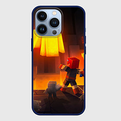 Чехол для iPhone 13 Pro Майнкрафт - рейд босс, цвет: 3D-тёмно-синий