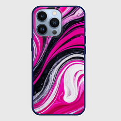 Чехол для iPhone 13 Pro Розово белая абстракция, цвет: 3D-тёмно-синий