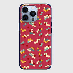 Чехол для iPhone 13 Pro Мозаика из шестиугольников на розовом, цвет: 3D-тёмно-синий