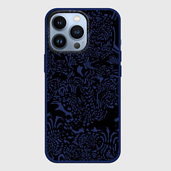 Чехол для iPhone 13 Pro Чёрно-синий лёгкая абстракция, цвет: 3D-тёмно-синий