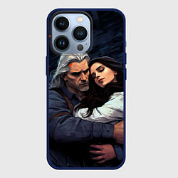 Чехол для iPhone 13 Pro Йеннифэр и Геральт, цвет: 3D-тёмно-синий