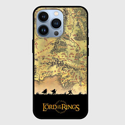 Чехол для iPhone 13 Pro Властелин колец карта и логотип, цвет: 3D-черный