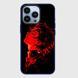 Чехол для iPhone 13 Pro Клинок, рассекающий демонов Танджиро и иероглифы, цвет: 3D-тёмно-синий