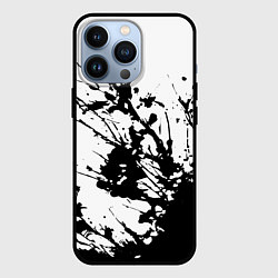 Чехол для iPhone 13 Pro Чёрная взрывная краска на белом, цвет: 3D-черный