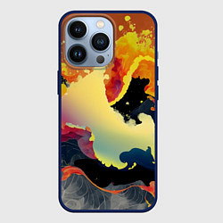 Чехол для iPhone 13 Pro Завораживающее пламя, цвет: 3D-тёмно-синий