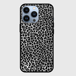 Чехол для iPhone 13 Pro Леопардовый серый с чёрными пятнами, цвет: 3D-черный