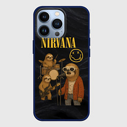 Чехол для iPhone 13 Pro Ленивцы группа Nirvana, цвет: 3D-тёмно-синий