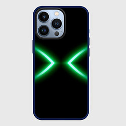 Чехол для iPhone 13 Pro Neon green lines, цвет: 3D-тёмно-синий