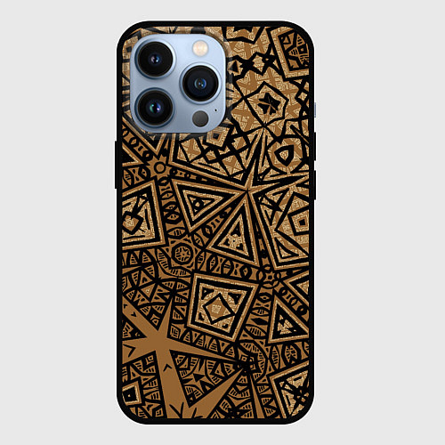 Чехол iPhone 13 Pro Золотая метаморфоза на черном / 3D-Черный – фото 1