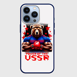 Чехол для iPhone 13 Pro USSR медведь, цвет: 3D-тёмно-синий