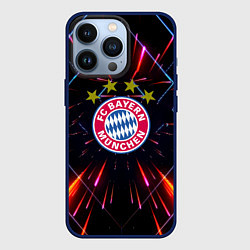 Чехол для iPhone 13 Pro Бавария Мюнхен неоновая абстракция, цвет: 3D-тёмно-синий