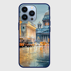 Чехол для iPhone 13 Pro Зимний Питер, цвет: 3D-тёмно-синий