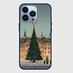 Чехол для iPhone 13 Pro Новогодняя елка во дворе, цвет: 3D-тёмно-синий