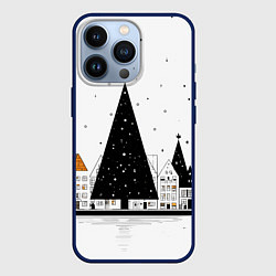 Чехол для iPhone 13 Pro Новый год - минимализм, цвет: 3D-тёмно-синий