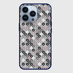 Чехол для iPhone 13 Pro Цветочный серо-розовый узор ретро, цвет: 3D-тёмно-синий