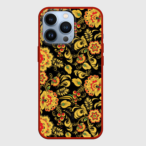 Чехол iPhone 13 Pro Хохлома / 3D-Красный – фото 1