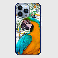 Чехол для iPhone 13 Pro Летний попугай, цвет: 3D-тёмно-синий