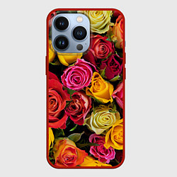 Чехол для iPhone 13 Pro Ассорти из роз, цвет: 3D-красный