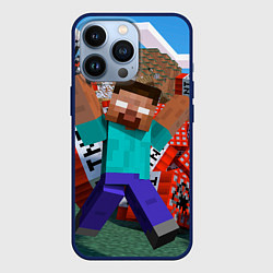 Чехол для iPhone 13 Pro Minecraft Man, цвет: 3D-тёмно-синий