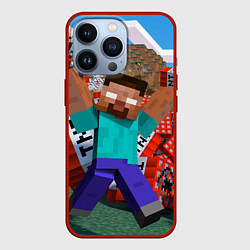 Чехол для iPhone 13 Pro Minecraft Man, цвет: 3D-красный