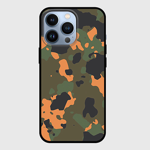 Чехол iPhone 13 Pro Камуфляж: хаки/оранжевый / 3D-Черный – фото 1