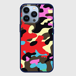 Чехол для iPhone 13 Pro Яркий камуфляж, цвет: 3D-тёмно-синий