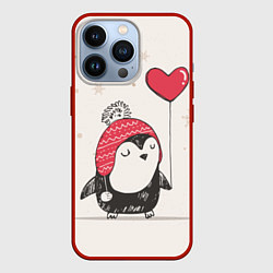 Чехол для iPhone 13 Pro Влюбленный пингвин, цвет: 3D-красный