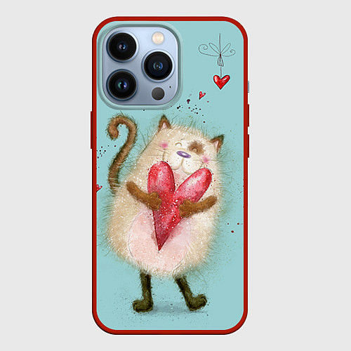Чехол iPhone 13 Pro Котик / 3D-Красный – фото 1
