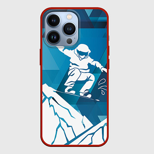 Чехол iPhone 13 Pro Горы и сноубордист / 3D-Красный – фото 1