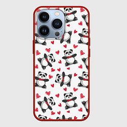 Чехол для iPhone 13 Pro Любимые панды, цвет: 3D-красный