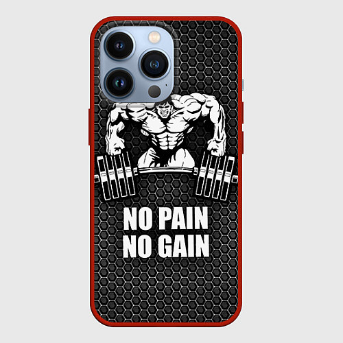Чехол iPhone 13 Pro No pain, no gain / 3D-Красный – фото 1