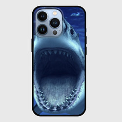 Чехол для iPhone 13 Pro Белая акула, цвет: 3D-черный