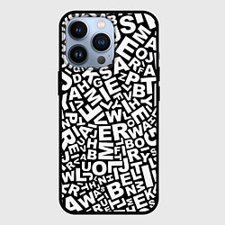 Чехол для iPhone 13 Pro Английский алфавит, цвет: 3D-черный
