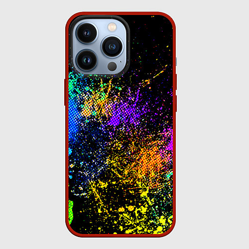 Чехол iPhone 13 Pro Брызги красок / 3D-Красный – фото 1