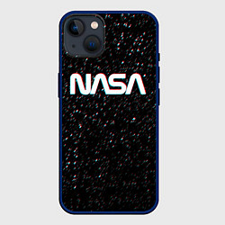Чехол для iPhone 14 Plus NASA: Space Glitch, цвет: 3D-тёмно-синий