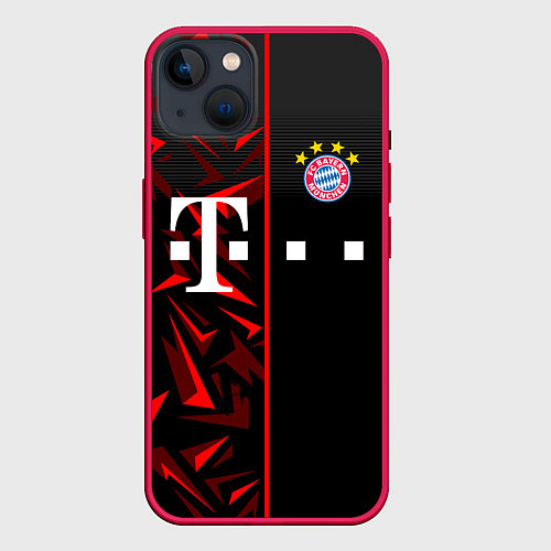 Чехол iPhone 14 Plus FC Bayern Munchen Форма / 3D-Малиновый – фото 1