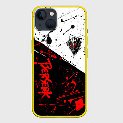 Чехол для iPhone 14 Plus Berserk: Черная маска, цвет: 3D-желтый