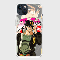 Чехол для iPhone 14 Plus JOJO BIZARRE ADVENTURE ДЖОДЖО, цвет: 3D-белый