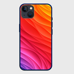 Чехол для iPhone 14 Plus Разноцветные цифровые волны, цвет: 3D-тёмно-синий