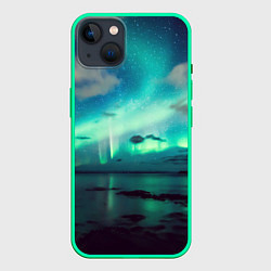 Чехол для iPhone 14 Plus Aurora borealis, цвет: 3D-мятный