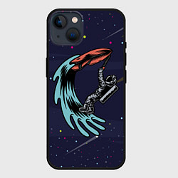 Чехол для iPhone 14 Plus Космонавт на серфинге, цвет: 3D-черный