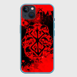 Чехол для iPhone 14 Plus КЛЕЙМО ЖЕРТВЫ И ЧЕРЕПА БЕРСЕРК - BERSERK, цвет: 3D-голубой