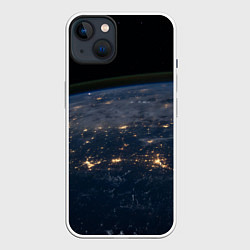 Чехол для iPhone 14 Plus Земля из космоса - Жёлтый, цвет: 3D-белый