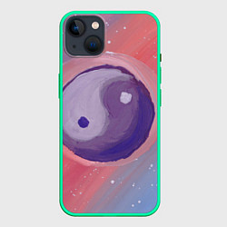 Чехол для iPhone 14 Plus Планета Инь-Янь, цвет: 3D-мятный