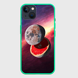 Чехол для iPhone 14 Plus Луна-Грейпфрут, цвет: 3D-мятный