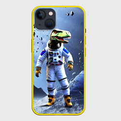 Чехол для iPhone 14 Plus Тираннозавр-космонавт, цвет: 3D-желтый